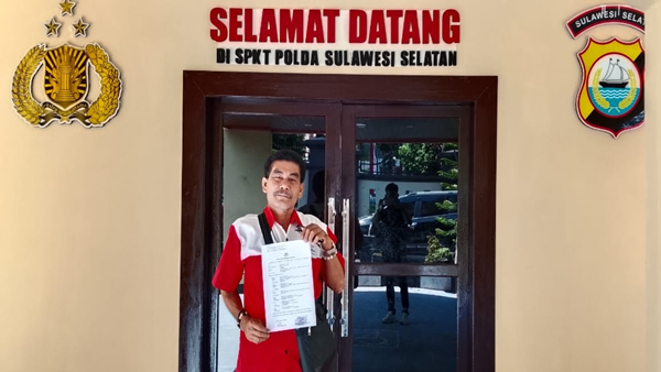 Budiman saat selesai melapor di polda sulsel