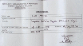 Surat Tanda Terima Laporan di Polres Bone
