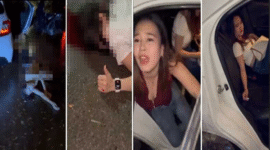 Foto Kolase : 4 Ladies kecelakaan tunggal di BY-pass Jalan Laode Hadi, Kota Kendari. (Tangkapan layar video)