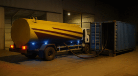 Saat Pembongkaran mobil tangki ke Kontainer