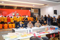 Saat konferensi pers yang digelar di Aula Polrestabes Makassar