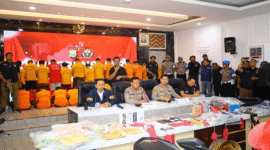 Saat konferensi pers yang digelar di Aula Polrestabes Makassar