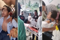 Tangkapan layar video memperlihatkan sejumlah siswa SMP di berbagai daerah Indonesia yang diduga keracunan makanan dari Program Makan Bergizi Gratis (MBG)