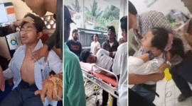 Tangkapan layar video memperlihatkan sejumlah siswa SMP di berbagai daerah Indonesia yang diduga keracunan makanan dari Program Makan Bergizi Gratis (MBG)