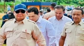 Prabowo Subianto bersama rombongan menteri (Ist)