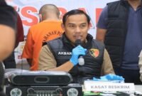 Kasat Reskrim Polres Barru, IPTU Akbar saat konferensi Pers