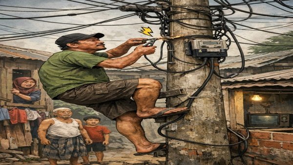 Ilustrasi pencurian aliran listrik