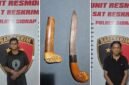 Dua pelaku pemerasan bersenjata badik di SPBU Wala, Kabupaten Sidrap, berhasil diamankan polisi bersama barang bukti berupa sebilah badik. (Foto kolase)