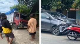 Saat kecelakaan lalu lintas yang terjadi di Jalan Poros Tama’dampeng