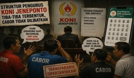 KONI Jeneponto Diterpa Isu Pengurus Titipan, Cabor Mulai Angkat Suara