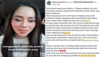 Tangkapan layar unggahan status Owner kosmetik asal Makassar, Fenny Frans (FF), di media sosial yang menuai beragam komentar dari netizen. (Foto kolase)