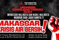 Poster Konsolidasi Terbuka Jilid 2 yang disebarkan DPP LSM GEMPAK-HAM sebagai bentuk respons terhadap krisis air bersih yang dikeluhkan warga Kota Makassar.