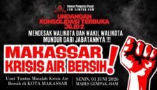 Poster Konsolidasi Terbuka Jilid 2 yang disebarkan DPP LSM GEMPAK-HAM sebagai bentuk respons terhadap krisis air bersih yang dikeluhkan warga Kota Makassar.