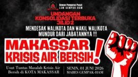 Poster Konsolidasi Terbuka Jilid 2 yang disebarkan DPP LSM GEMPAK-HAM sebagai bentuk respons terhadap krisis air bersih yang dikeluhkan warga Kota Makassar.