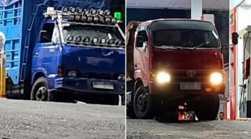 Truk pelangsir bertandon besar diduga leluasa menguras solar subsidi di SPBU Ujung Bulu dengan memanfaatkan modus barcode ganda. (Foto kolase)