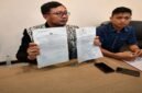 kuasa hukum pelapor, Wawan Nur Rewa saat konferensi Pers