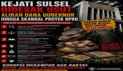 Aliansi Mahasiswa Tagih Nyali Kejati Sulsel Usut Dugaan Aliran Dana dan Pokir DPRD