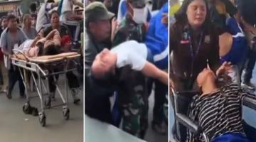 Situasi darurat saat sejumlah pelajar di Kabupaten Karo dievakuasi menggunakan brankar, digendong aparat dan warga, hingga didorong dengan kursi roda menuju fasilitas kesehatan menyusul insiden keracunan massal program MBG, Kamis (13/8/2026). (Tangkapan Layar Video/Foto Kolase)