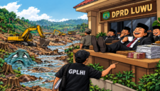 Ilustrasi RDP DPRD Luwu membahas polemik aktivitas pertambangan di sepanjang aliran Sungai Suso, Bajo Barat. (Visual AI)