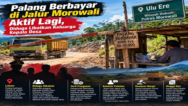 Ilustrasi Palang Berbayar di Jalur Morowali Aktif Lagi (Visual AI)