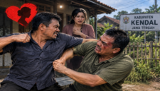 Ilustrasi dua pria duel berebut janda di Kabupaten Kendal, Jawa Tengah (Visual AI)