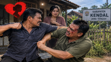 Ilustrasi dua pria duel berebut janda di Kabupaten Kendal, Jawa Tengah (Visual AI)