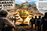 Ilustrasi Oknum LSM dan Tambang di gowa yang di buat Visual AI