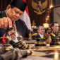 Presiden Prabowo Subianto mengatur bidak catur yang melambangkan pergeseran sejumlah pejabat dalam reshuffle Kabinet Merah Putih, termasuk Pratikno, Bahlil Lahadalia, Listyo Sigit Prabowo, dan Suyudi Ario Seto. (Visual AI)